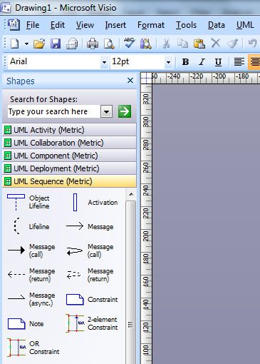UML sequence diagram Microsoft Visio 2007