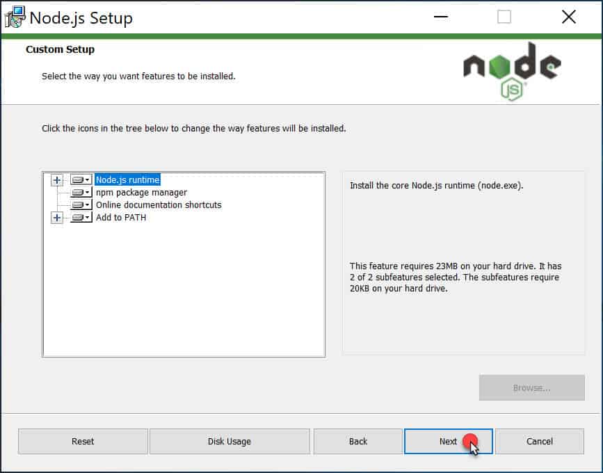 วิธีติดตั้ง Node.js สำหรับ Windows