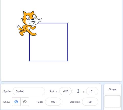 โปรแกรม Scratch วาดรูปสี่เหลี่ยม