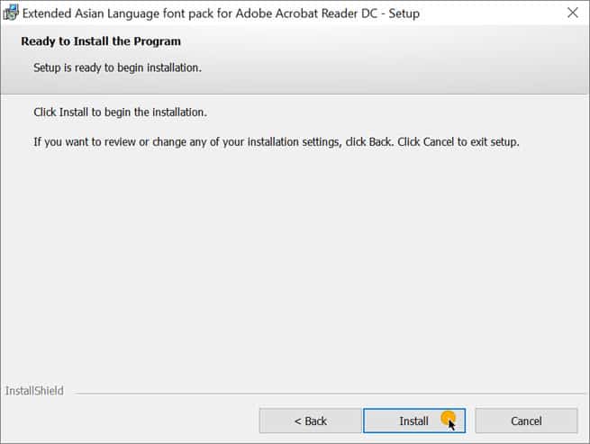 Acrobat Reader DC 19.x A font package is required to take this action on this form. 