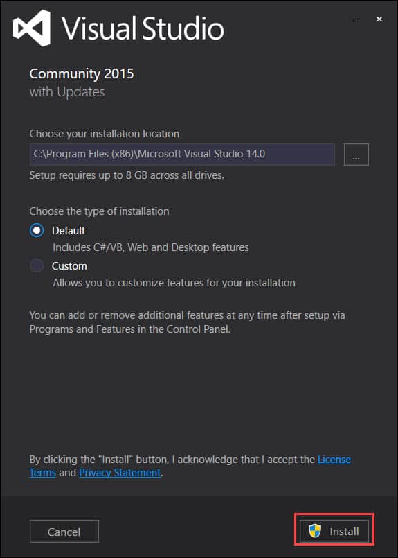 วิธีติดตั้งโปรแกรม Microsoft Visual Studio Community 2015 Update 3