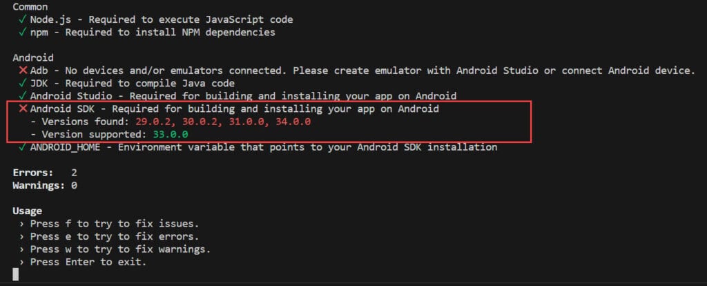 React Native วิธีแก้ไข Android SDK - Required for building and installing your app on Android