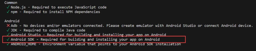 React Native วิธีแก้ไข Android SDK - Required for building and installing your app on Android