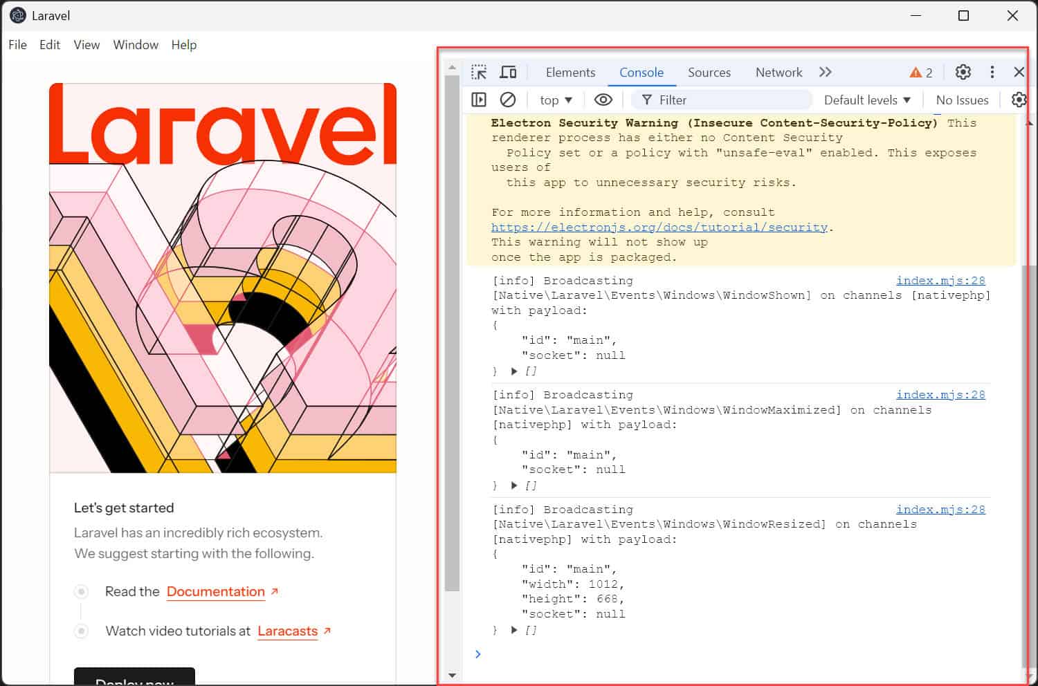NativePHP ปิดไม่ให้ DevTools/Console แสดงบนหน้าจอ