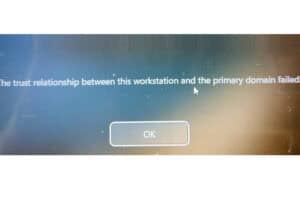 The trust relationship between this workstation and the primary domain failed