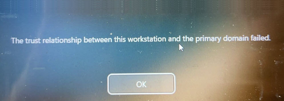 The trust relationship between this workstation and the primary domain failed